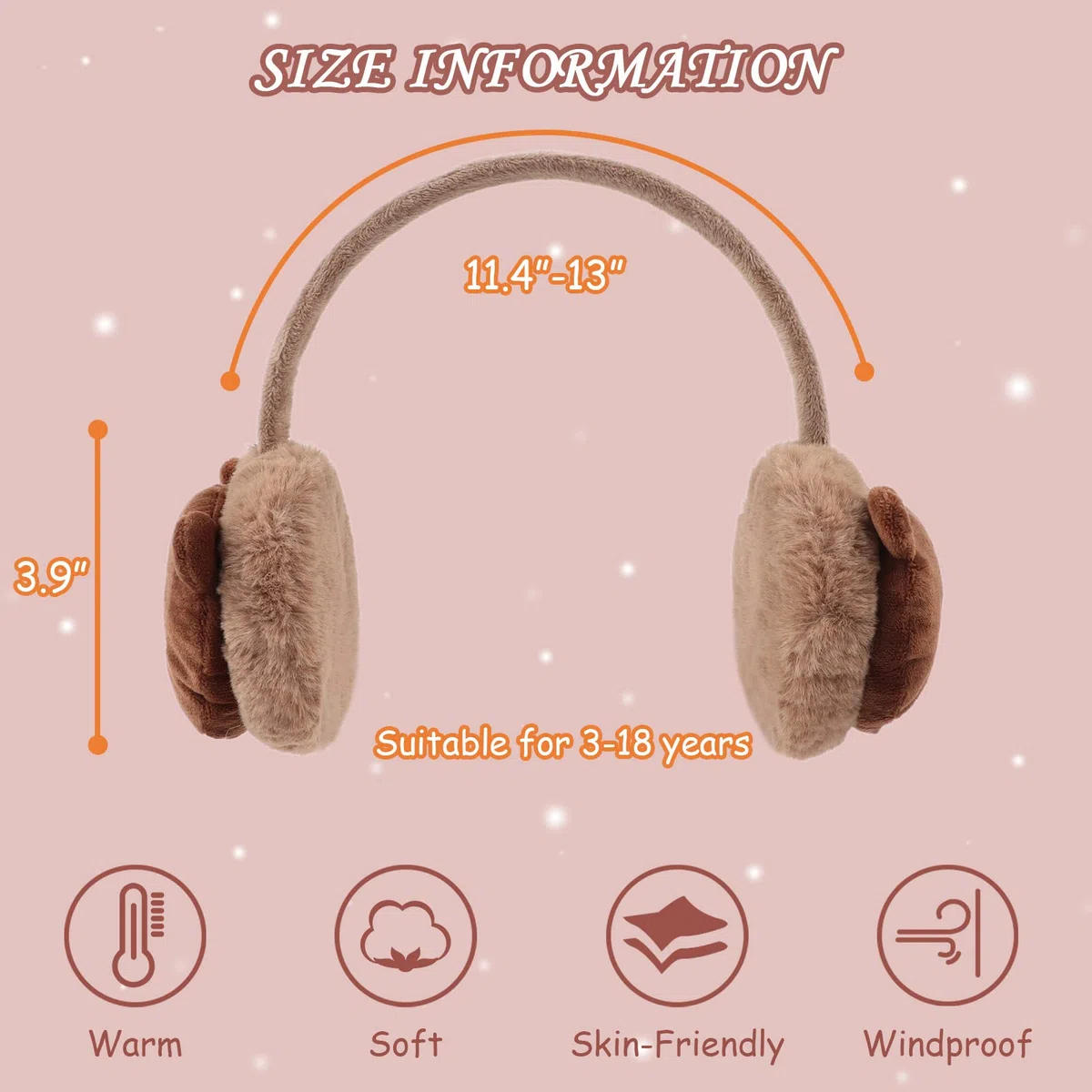 XIAOHAWANG Ragazze Inverno Paraorecchie Ragazzo Caldo Lungo Peluche Orecchie Scaldaorecchie Pieghevole Bambini Donne 3-8 anni