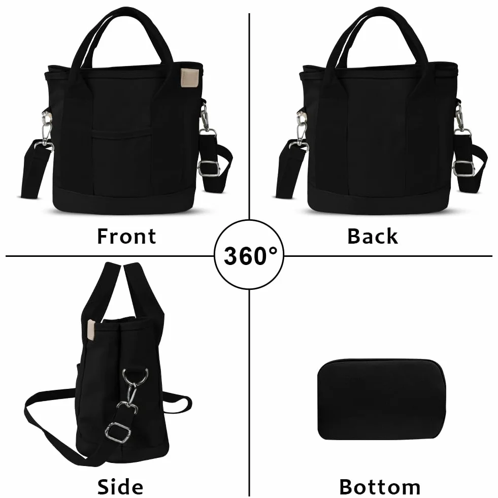 Aucuu, Borsa a mano in tela, borsa a tracolla da donna, con chiusura lampo, per tutti i giorni, scuola, shopping, lavoro, viaggi