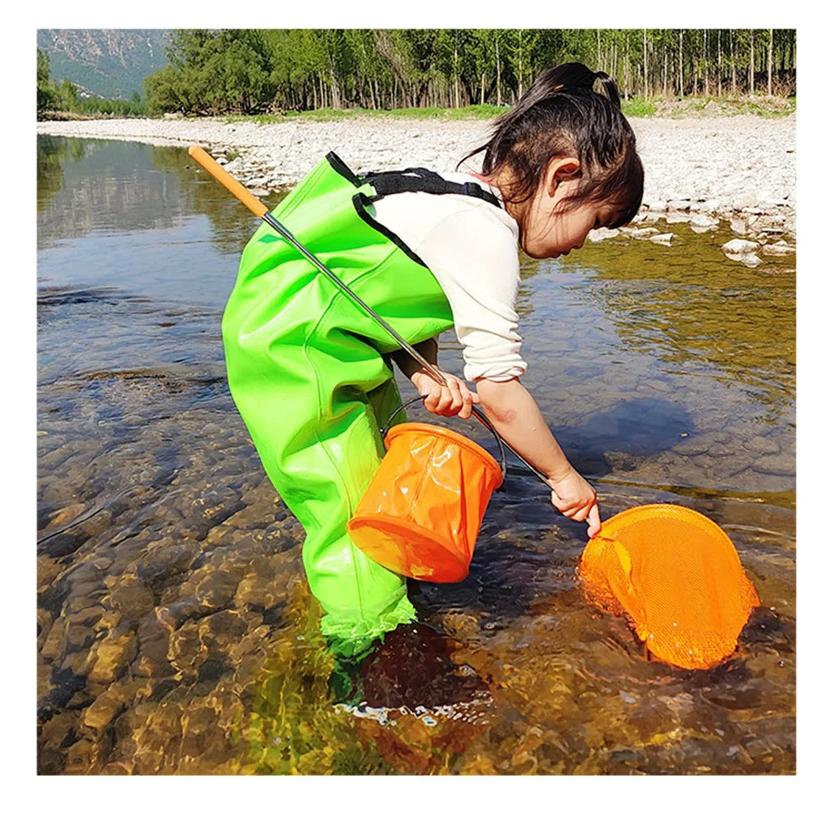 Tuta per Bambini Pantaloni da Wading Impermeabili con Stivali Pioggia attività All'aperto Ragazze Ragazzi Pantaloni Wader in PVC Tracolla Regolabile Pantaloni Pesca Stivali Caccia
