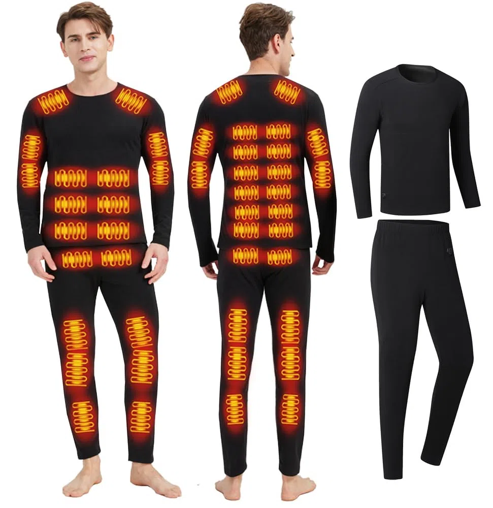 Completo Intimo Termico riscaldante Intelligente a 42 Zone per Uomo e Donna,Ricarica USB Abbigliamento Invernale riscaldato & S