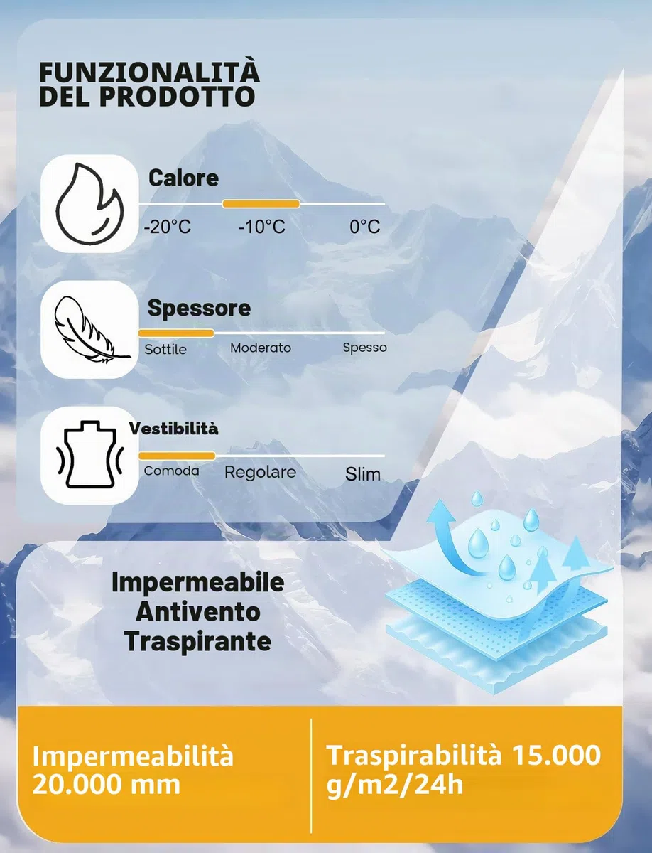 GSOU SNOW Uomo Donna Pantaloni da Sci Baggy Pantaloni da Snowboard Larghi - Multitasche Impermeabile Antivento Traspirante Calda