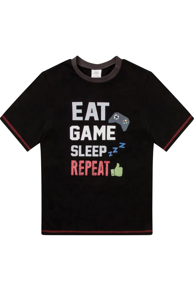 thepyjamafactory Ragazzi Eat Game Sleep Controller Corto Cotone Pigiama