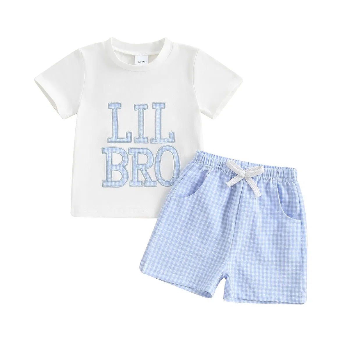 Set di vestiti per bambini con ricamo, Lil Bro, a maniche corte, Big Brother, plaid, 2 pezzi, neonati, estate, fratello e sorella