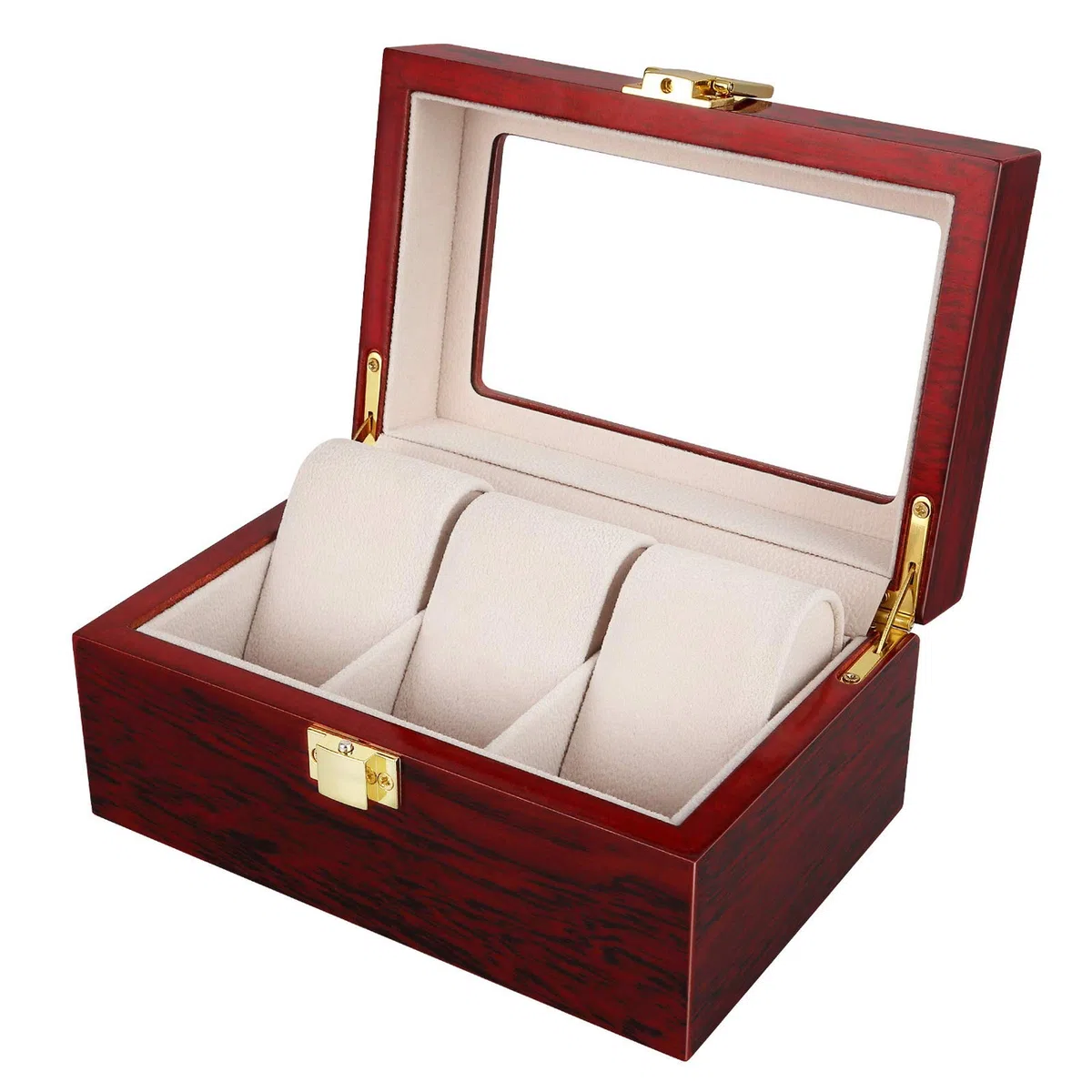 Uten Scatola Porta Orologi Legno 3 Espositore per Gioielli con Scatola Portaoggetti a Griglia con Cinturino per Orologio per Uomo e Donna