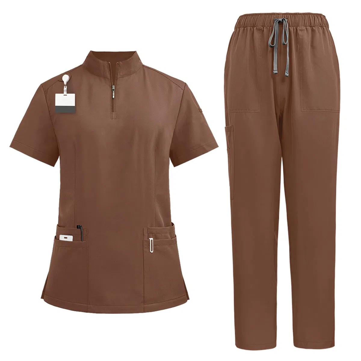 M&Catree Divisa Sanitaria Uomo Donna Uniforme Sanitaria Set con Casacca Colletto Alto e Pantalone Jogger con Coulisse