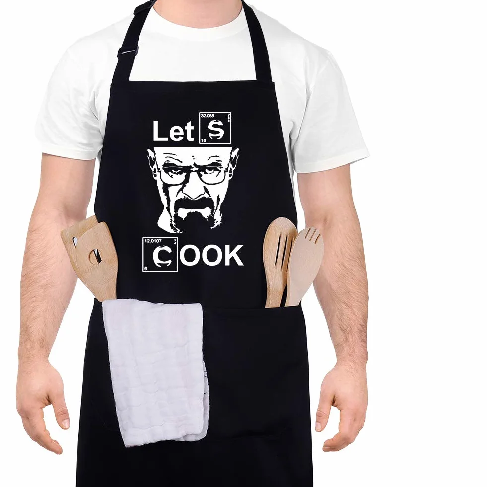 Grembiule da uomo con stampa divertente a lettere - Grembiule da cucina professionale impermeabile con doppia tasca, nero (GREMBIULE)
