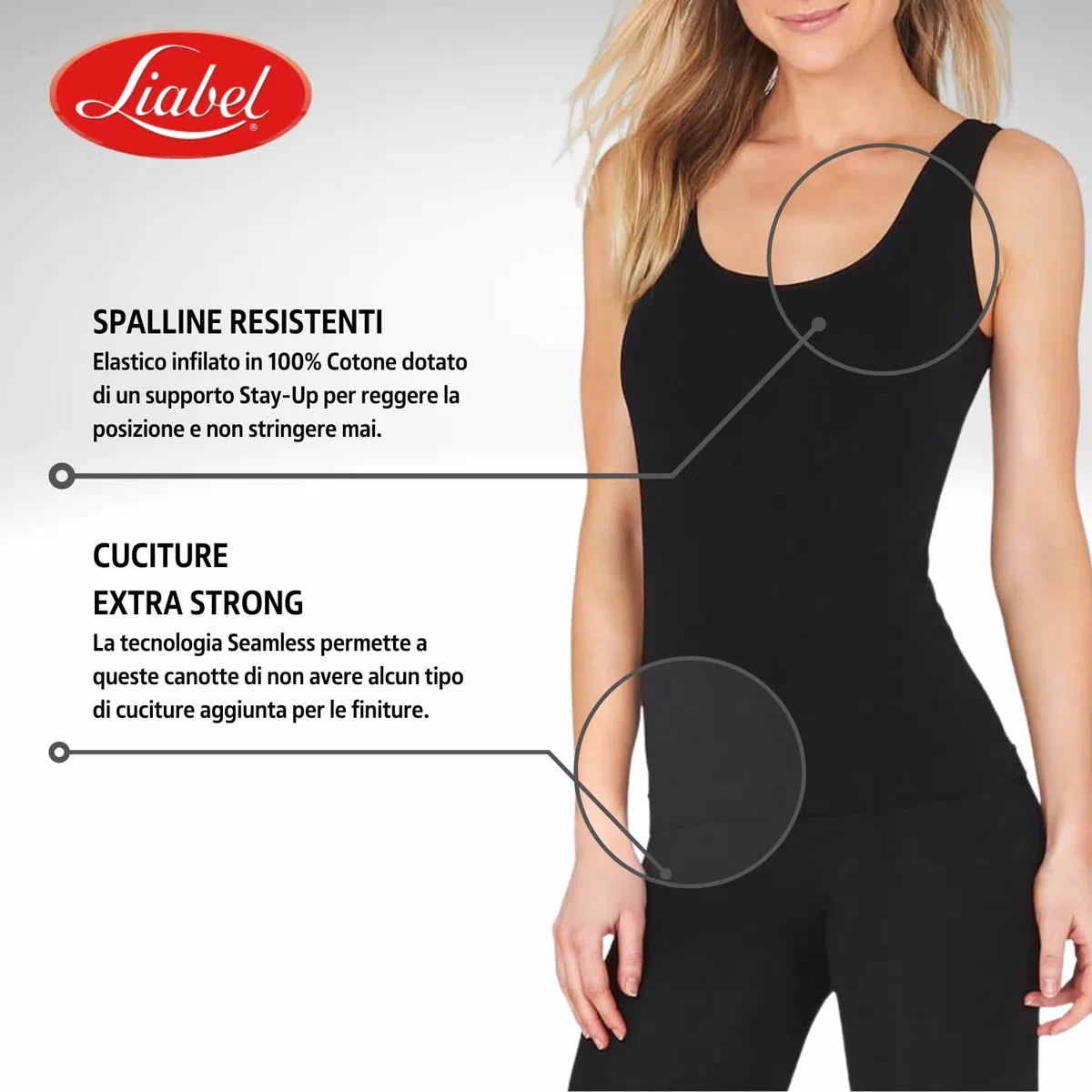3 Canottiera Donna Seamless Elasticizzato Microfibra Spalla Larga e Stretta Canotta Intimo Cannottiere | Canotta Donna