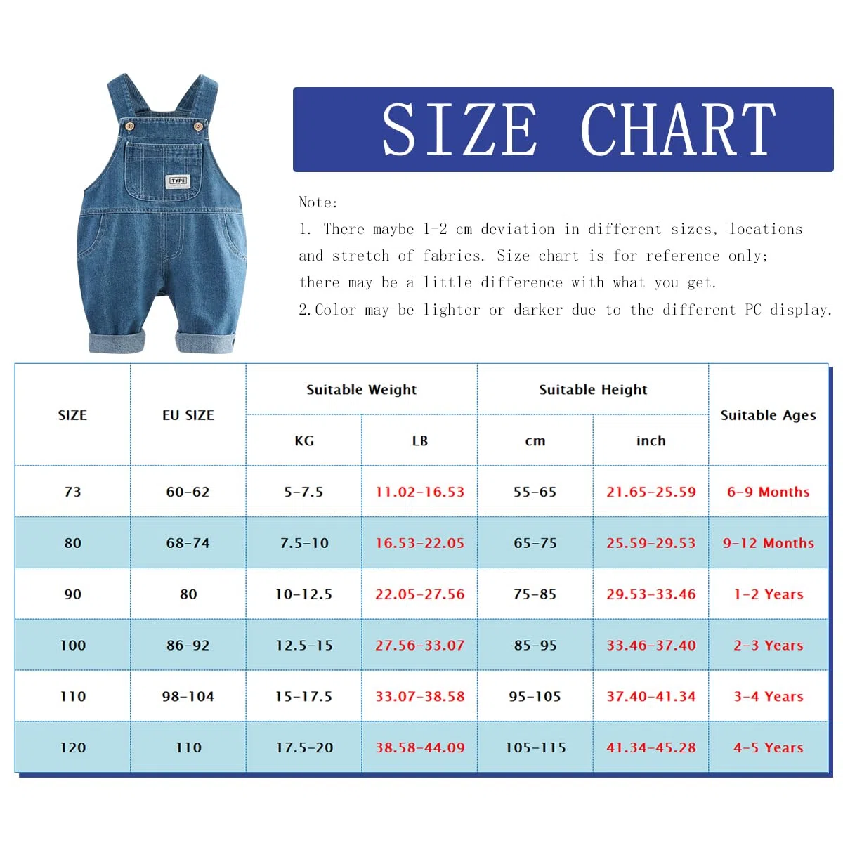 Salopette Neonato Unisex 100% Cotone Denim con Tasca Frontale, Tuta a Bottoni Regolabile (6M-5A) - Jeans Elastici Morbidi