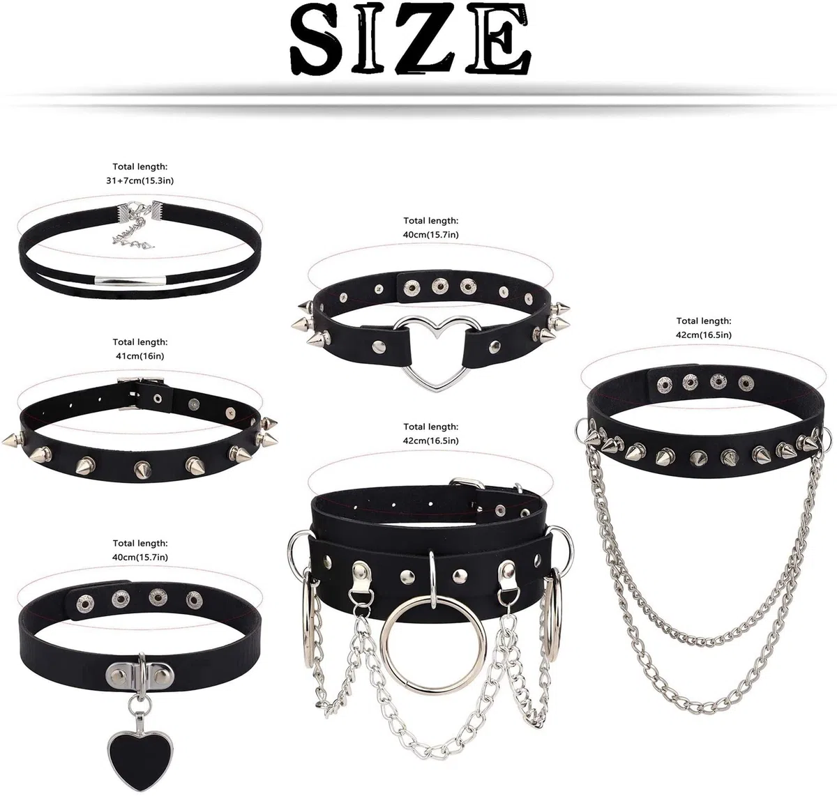 YADOCA 6 Pezzi Girocollo in Pelle per Donne Ragazze Collana Girocollo Punk Vintage Nera Collare in Pelle PU Regolabile Girocollo Gotico