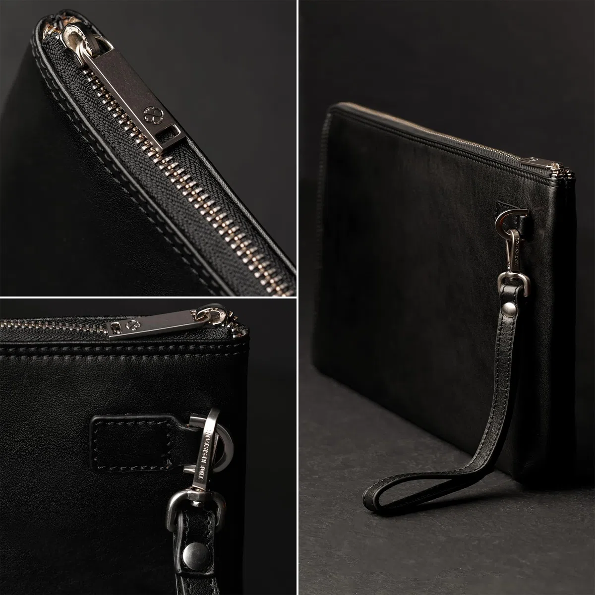 Time Resistance Pochette Uomo Fatta a Mano in Italia da Esperti Artigiani - Pratica da Polso con Cinturino Rimovibile - Borsello a Mano