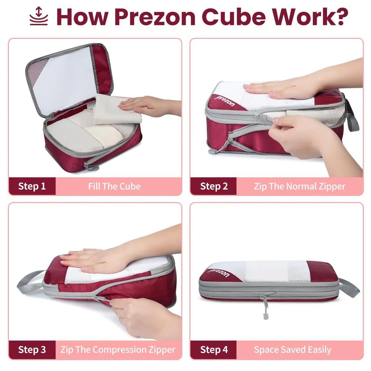 Set 6 Pezzi Cubi Compressionali Cavi Versatili, Design Apertura Totale Visibile, Salvaspazio E Leggeri, Materiale Cationico Personalizzato, Organizzatore Valigie Portatile E Resistente, Bordò
