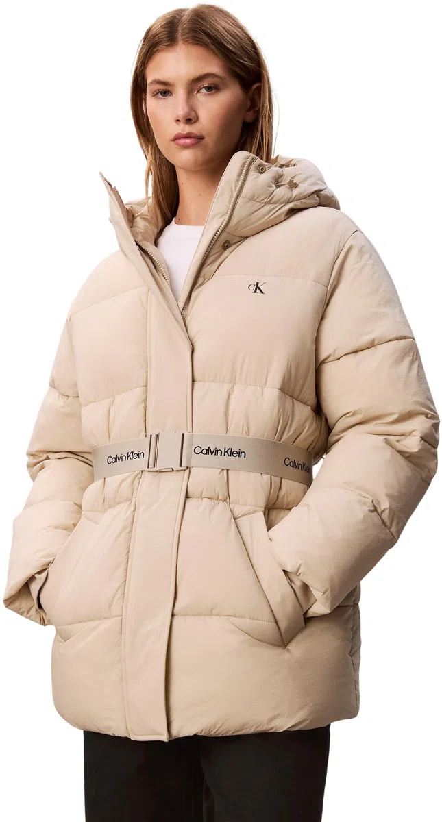 Calvin Klein Donna Piumino Belted Midweight con Cintura in Vita