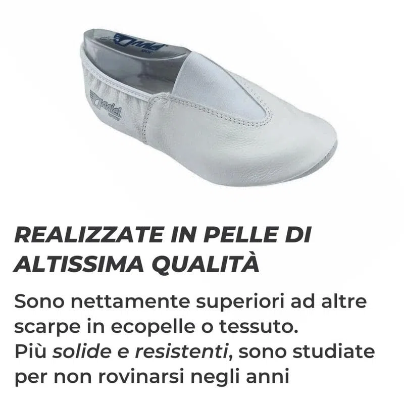 Anniel 2038 Scarpe da Ginnastica Artistica in Pelle. 100% Made in Italy (40, Bianco)