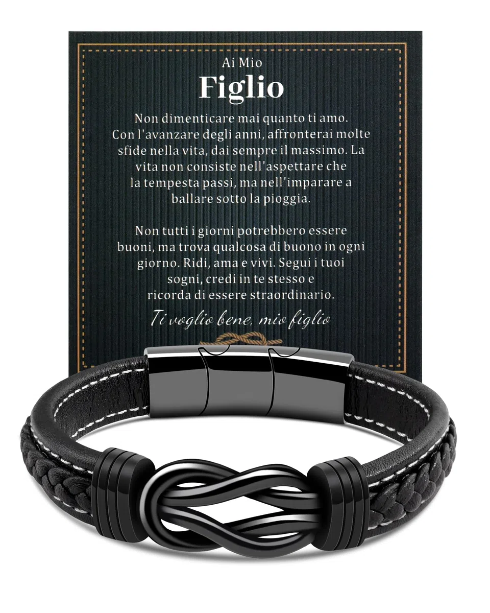 VGWON Bracciale a Mio Figlio, Bracciale Mamma e Figlio, Regali Figlio, Bracciale infinito Uomo In Pelle Per Figlio, Regali Compleanno Natale Per Figlio, Ispirazionali Regali Per Ragazzi Adolescenti