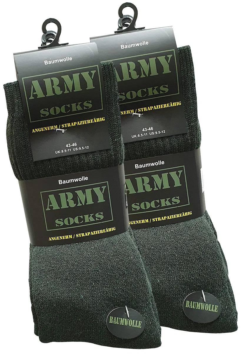 10 paia di calzini calze di cotone Stabile, tempo libero e lavoro in Nero, Grigio scuro e Army Verde