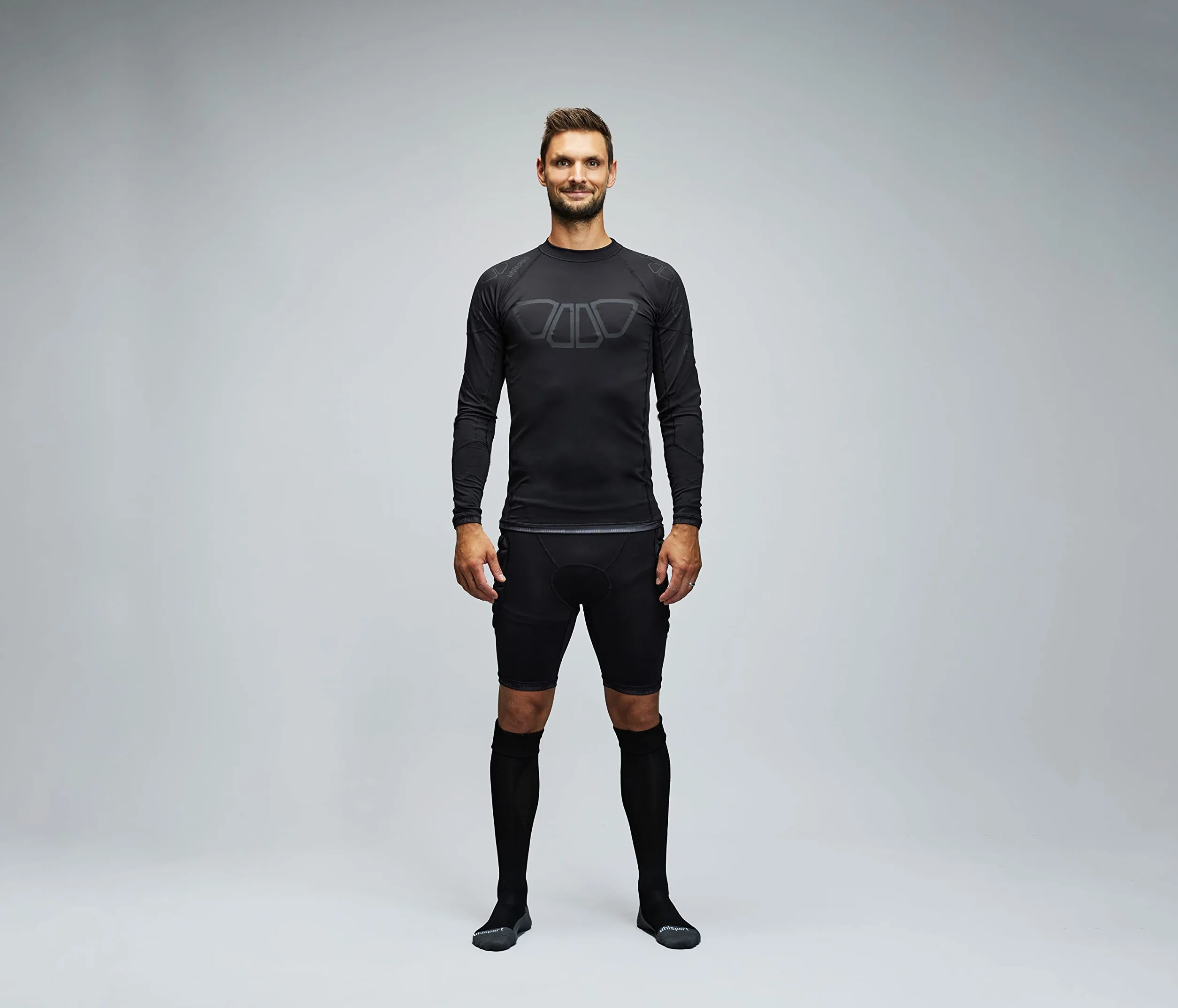 uhlsport - Uhlsport Bionikframe Padded Short Black Edition, uhlsport Bionikframe Padded Short Black Edition – Pantaloncini Imbottiti Protection per Uomo e Bambino, con Protezioni Unisex - Adulto