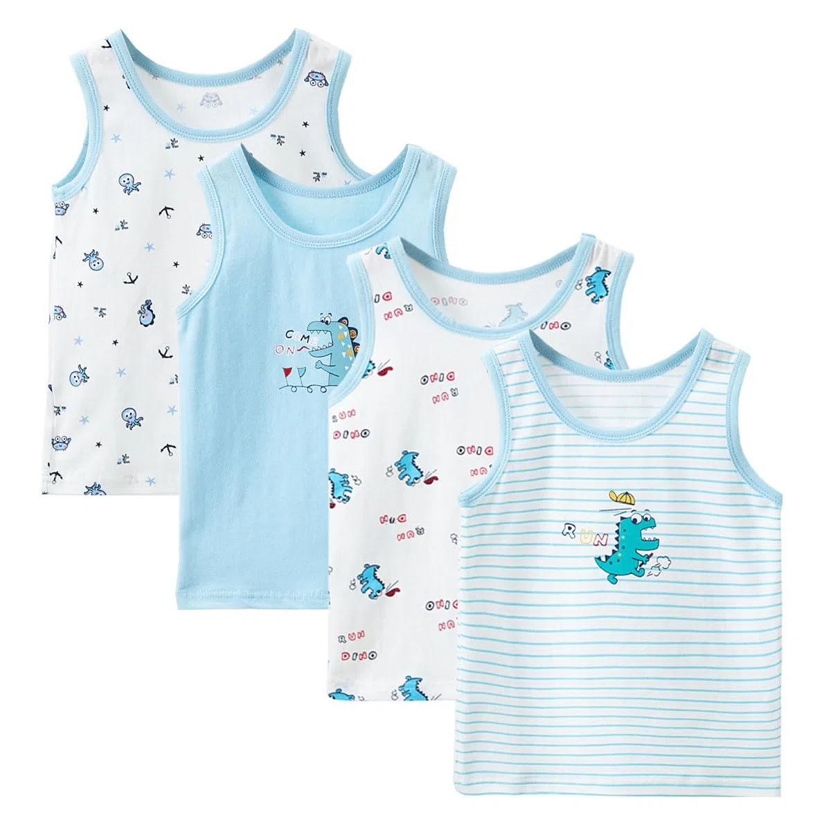 Ragazzi Girocollo Gilet Intimo, T-Shirt Senza Maniche Traspirante, Canottiere per Bambini in Morbido Cotone, Canottiere per Bambini Bianche o Stampate per 2-10 Anni