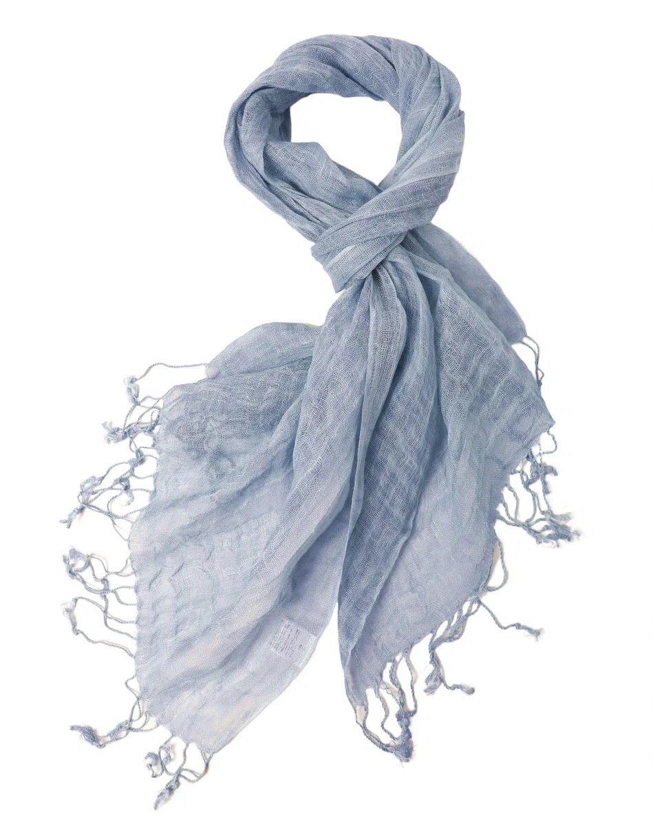 Uomo 200cm Lunga Sciarpa Lino Pashmina Leggera Estiva Primavera Foulard con Frange Tinta Unita