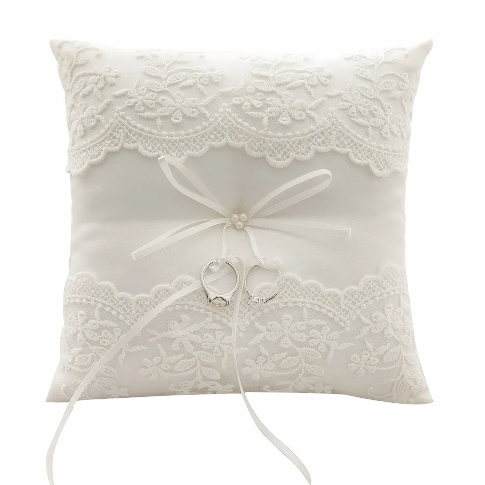 Awtlife, cuscino portafedi, con pizzo e perle d'avorio, da 21 cm
