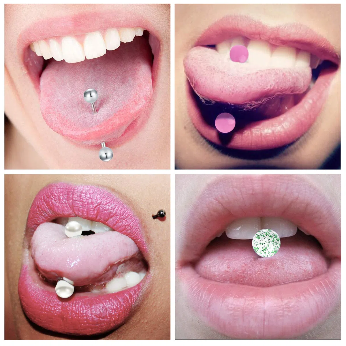 Piercing Lingua Capezzolo 14G 14mm 16mm Acciaio Chirurgico con Brillantini Palla Perla Luminosa Piercing Gioielli Donne Ragazze