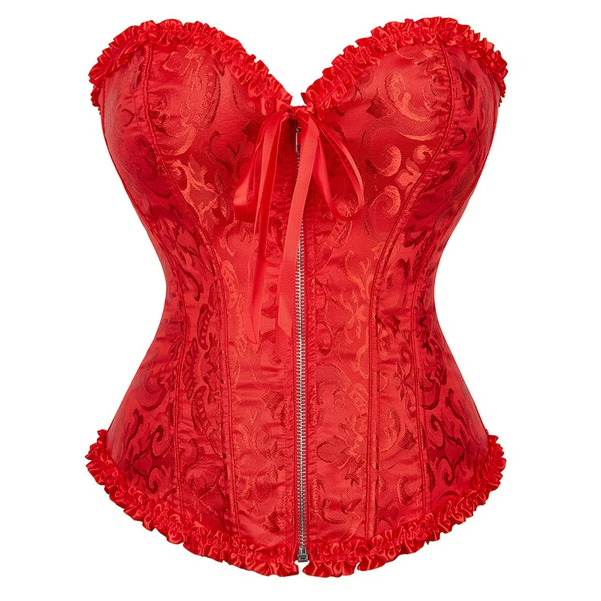 Corsetto palazzo con cerniera in pizzo Corsetto da sposa modellante-Rosso-XS