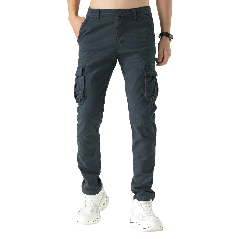 TONY BACKER Pantaloni Uomo Leggero in Cotone Multitasche Casual di Tela Stretch Materiale con Tasche Laterali 1583