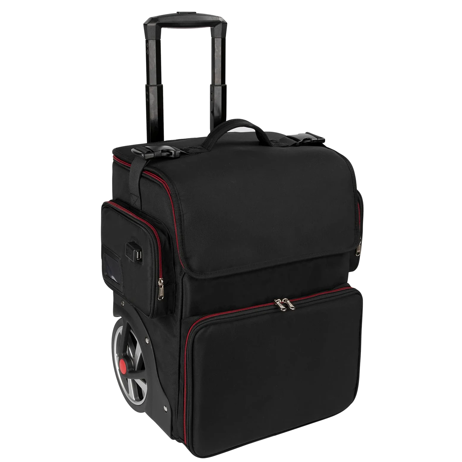 Grande valigetta cosmetica, custodia cosmetica per parrucchiere, borsa organizer per parrucchiere, isolamento termico, anti-scottatura, trolley con ruote, 1 trolley, Trolley per cosmetici extra grande