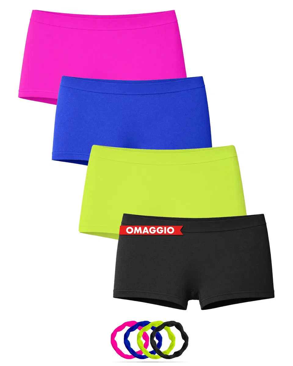 Risalti Culotte Bambina Colorate Microfibra 3 Pz - Mutande Bambina Slip Seamless, Intimo Senza Cuciture ed Etichette, Danza, Ginnastica Artistica, Bracciali Colorati in Omaggio - Made in Italy
