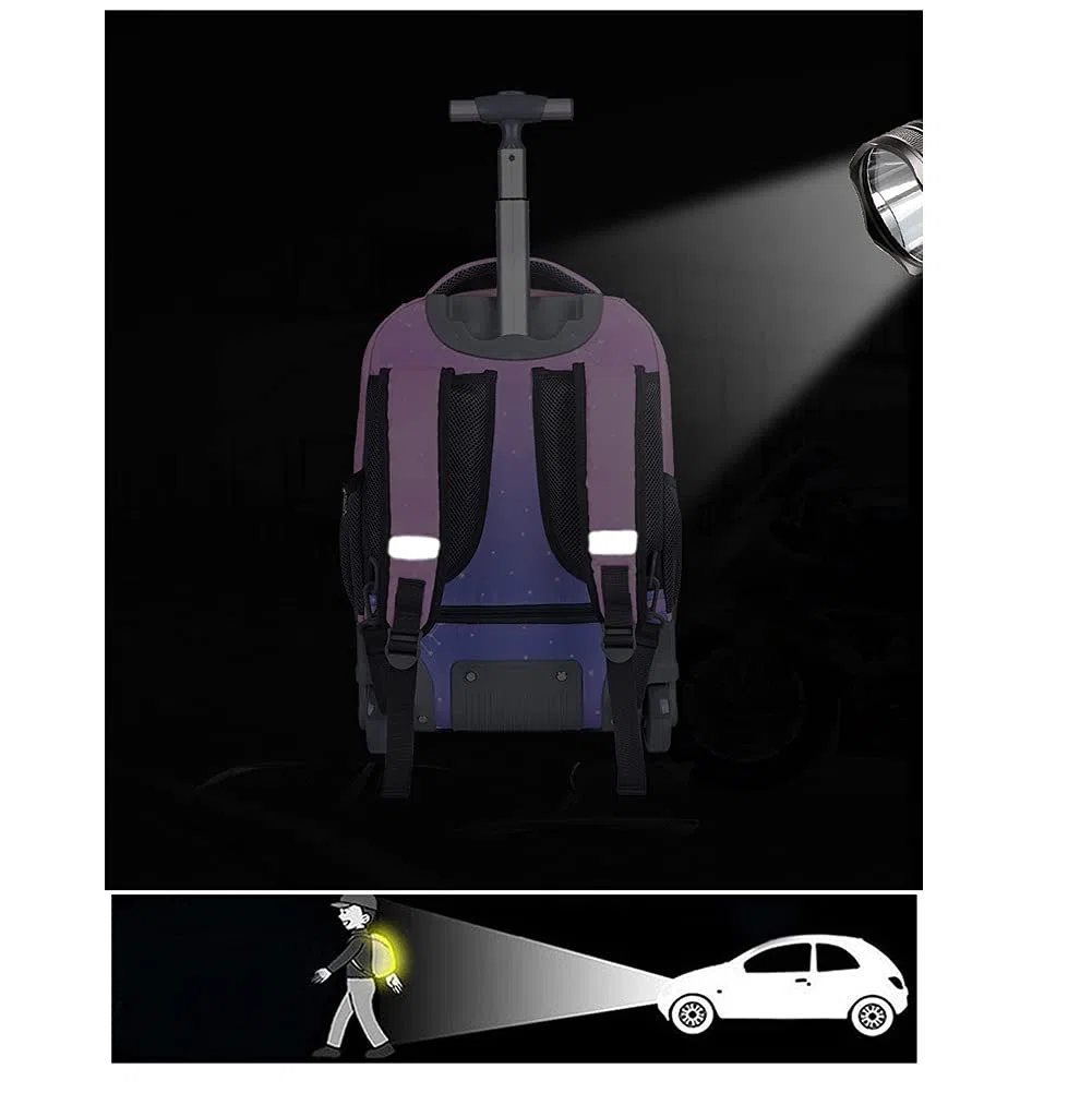 Zaino Trolley con Ruote per Studenti, impermeabile, Ragazzi Ragazze Zaino Trolley Rolling Zaino da viaggio, 32x21x46 cm