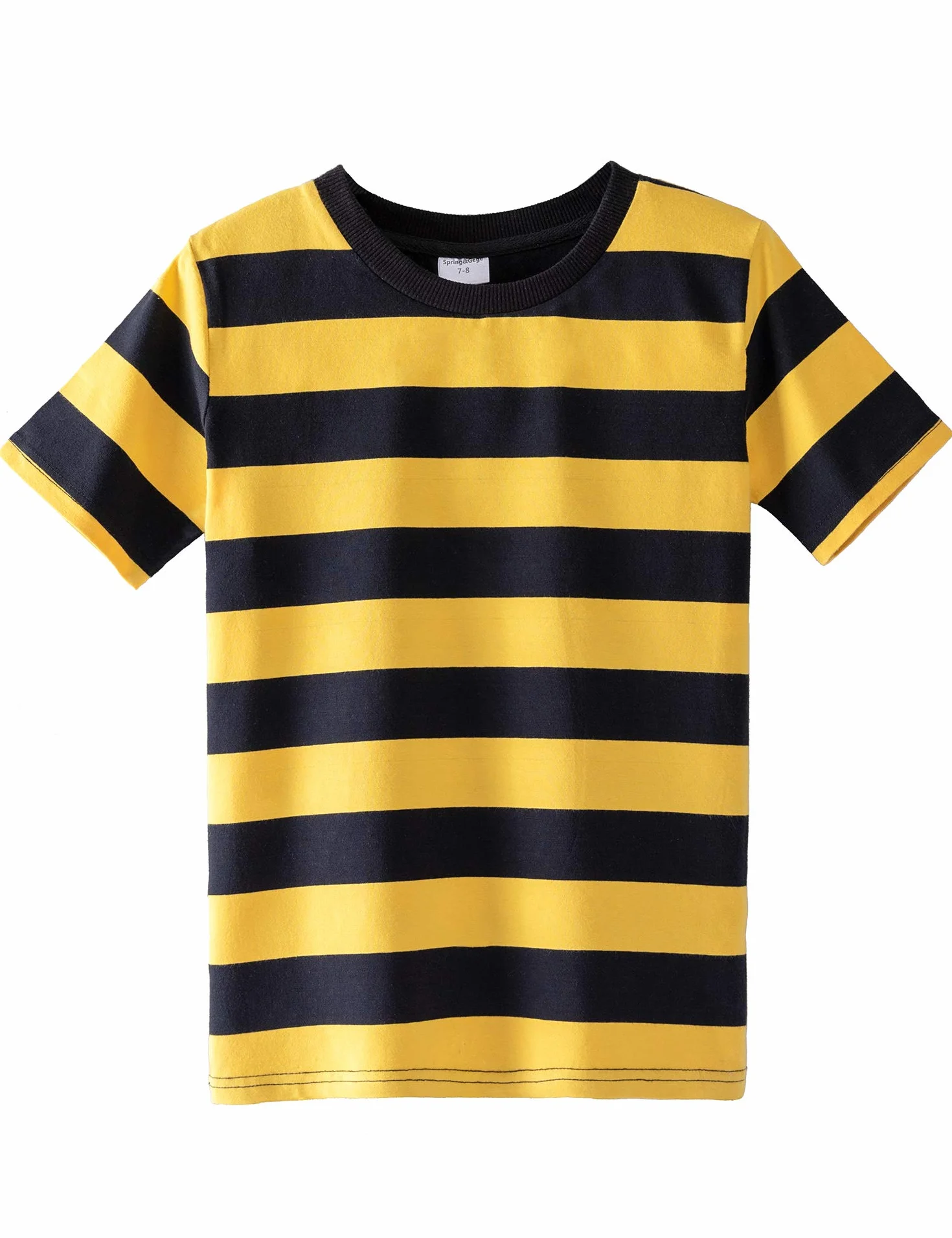 Spring&Gege Ragazzi Maglietta Girocollo a Righe a Maniche Corte in Cotone per Bambini