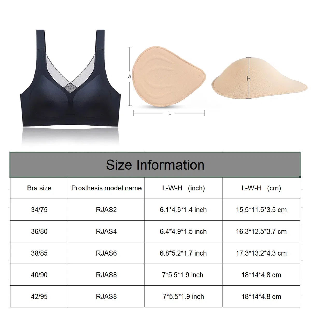 Reggiseno Mastectomia,Reggiseno Post-Operatorio Senza Cuciture per Donne Reggiseno per Protesi Mastectomia with Cotton Breast Forms Set