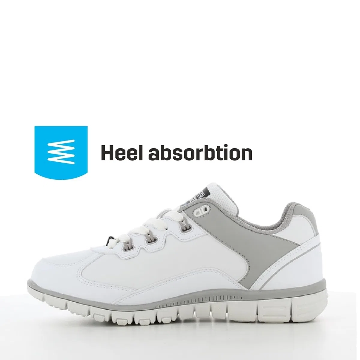 Oxypas Oxysport 'Sunny' Slip-resistant, Antistatic Leather Nursing Trainers, White/Grey (Light Grey), 5 UK (38 EU)