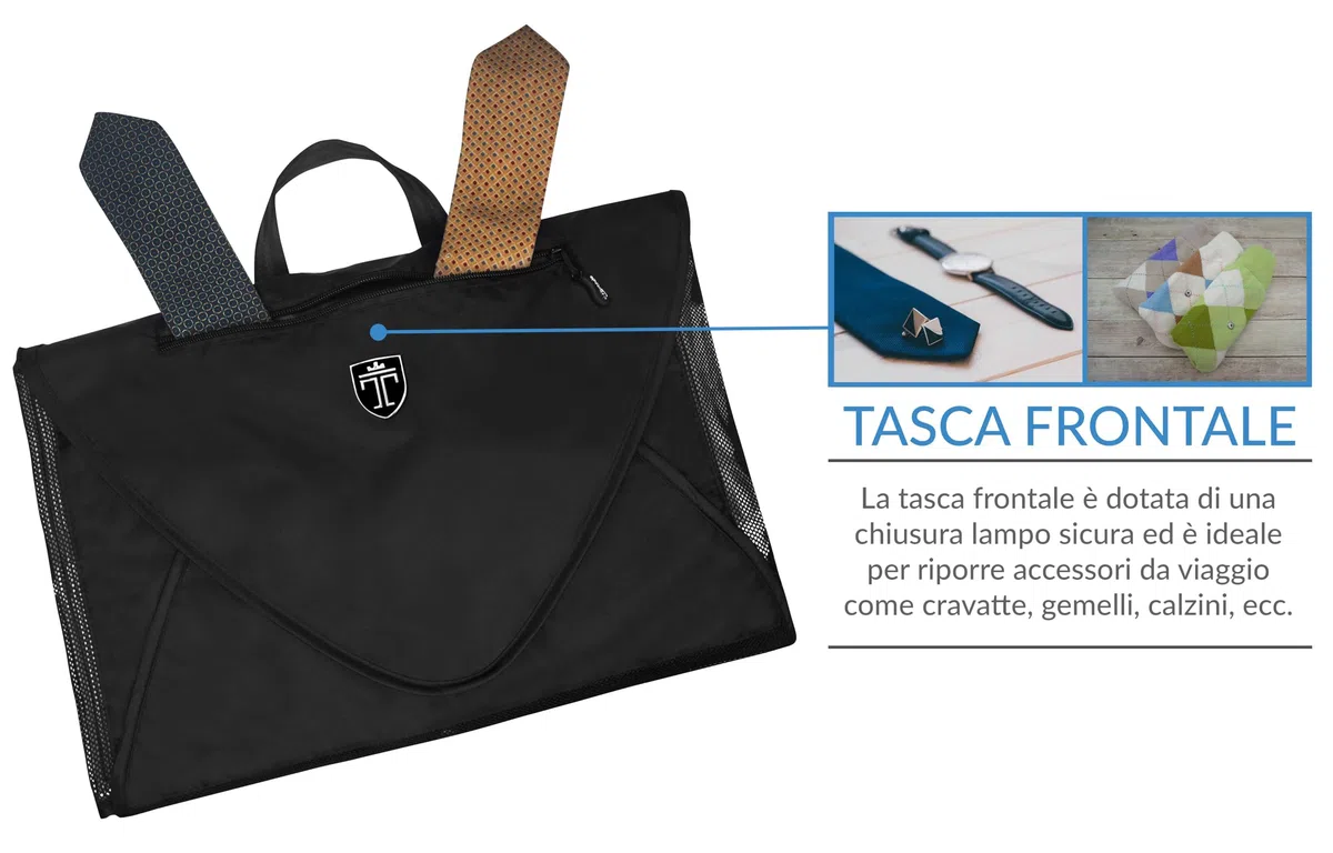 TRAVANDO Borsa per Camicie Con Aiuto Pieghevole | Organizer da Viaggio per Camicie e Camicette Senza Grinze | Borsa Abbigliamento Con Copertura