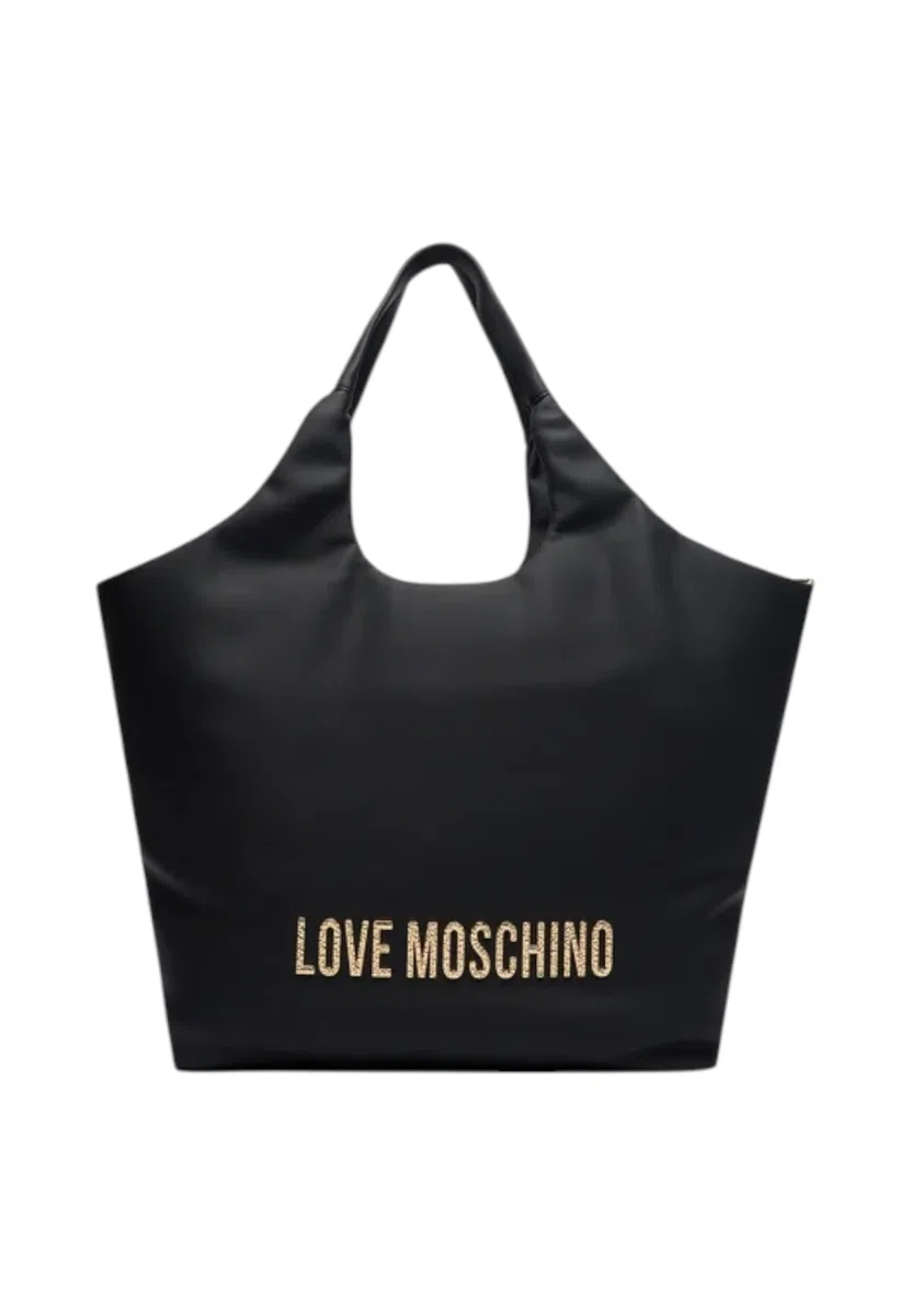 Love Moschino BORSA PU GRS NERO+HAMMERED LOGO