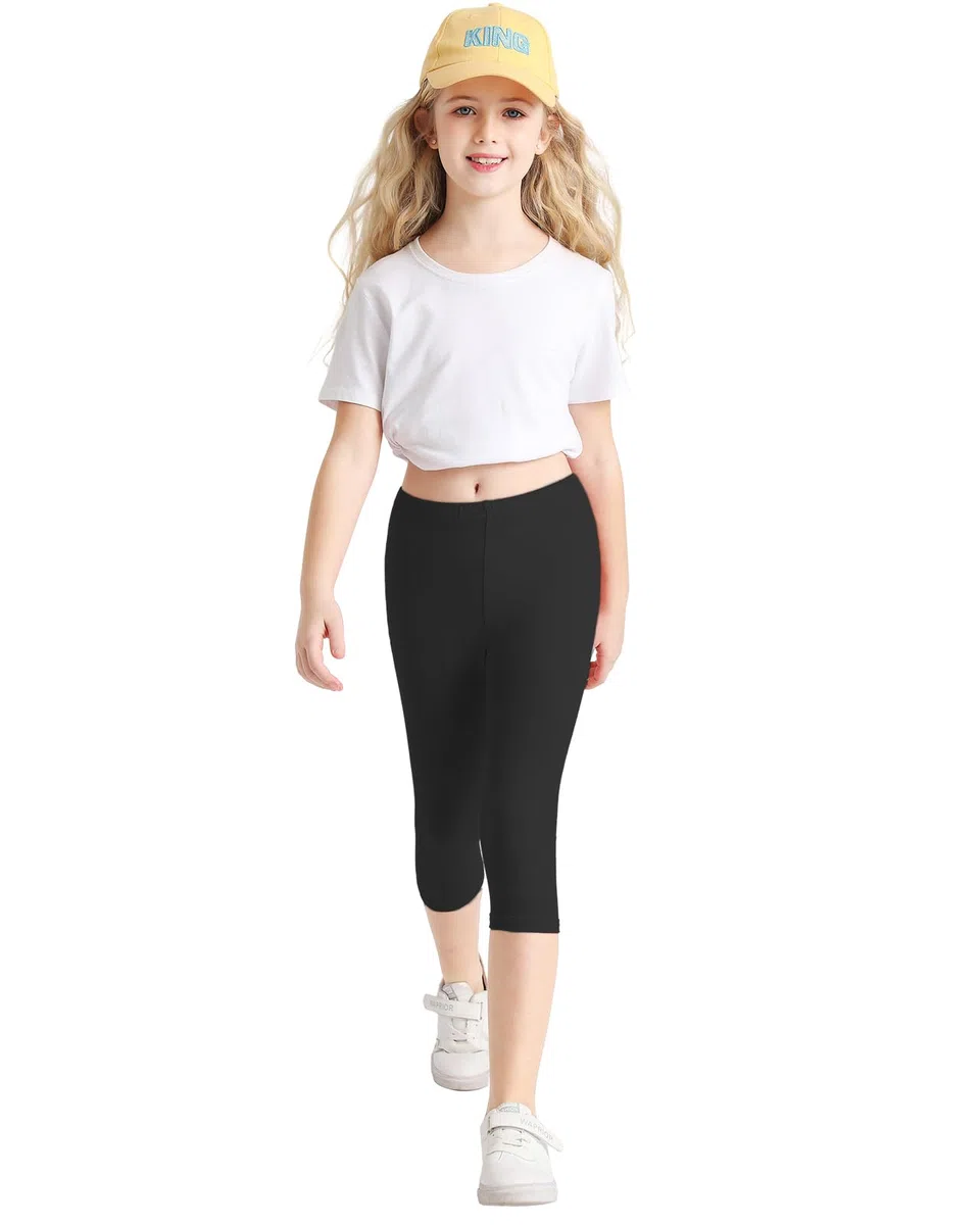 Domee Leggings 3/4 Pinocchietti Pantaloni Corti Cotone Estivi Bambina 3 Pack