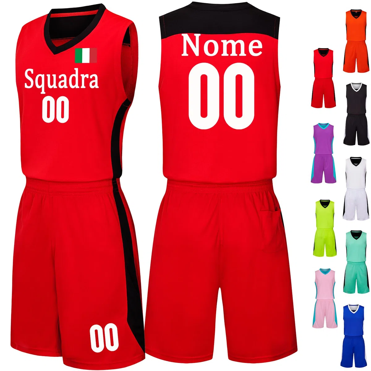 Completo da Basket Bambino da Personalizzare Canotta Basket e Pantaloncini con Nome Numero Logo Squadra