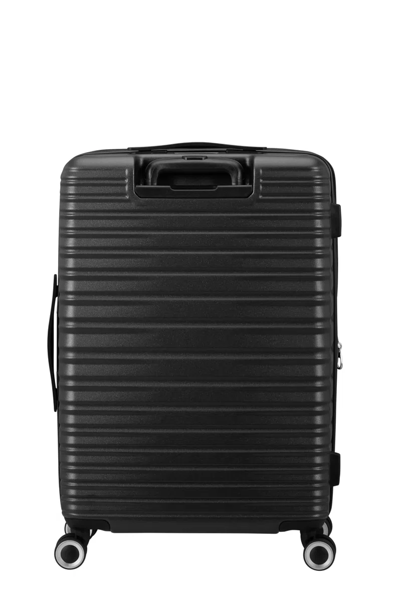 American Tourister Aerotech - Set di valigie rigide da 3 pezzi (bagaglio a mano, medio, grande), espandibile, set di trolley con lucchetto TSA - nero (nero metallizzato)