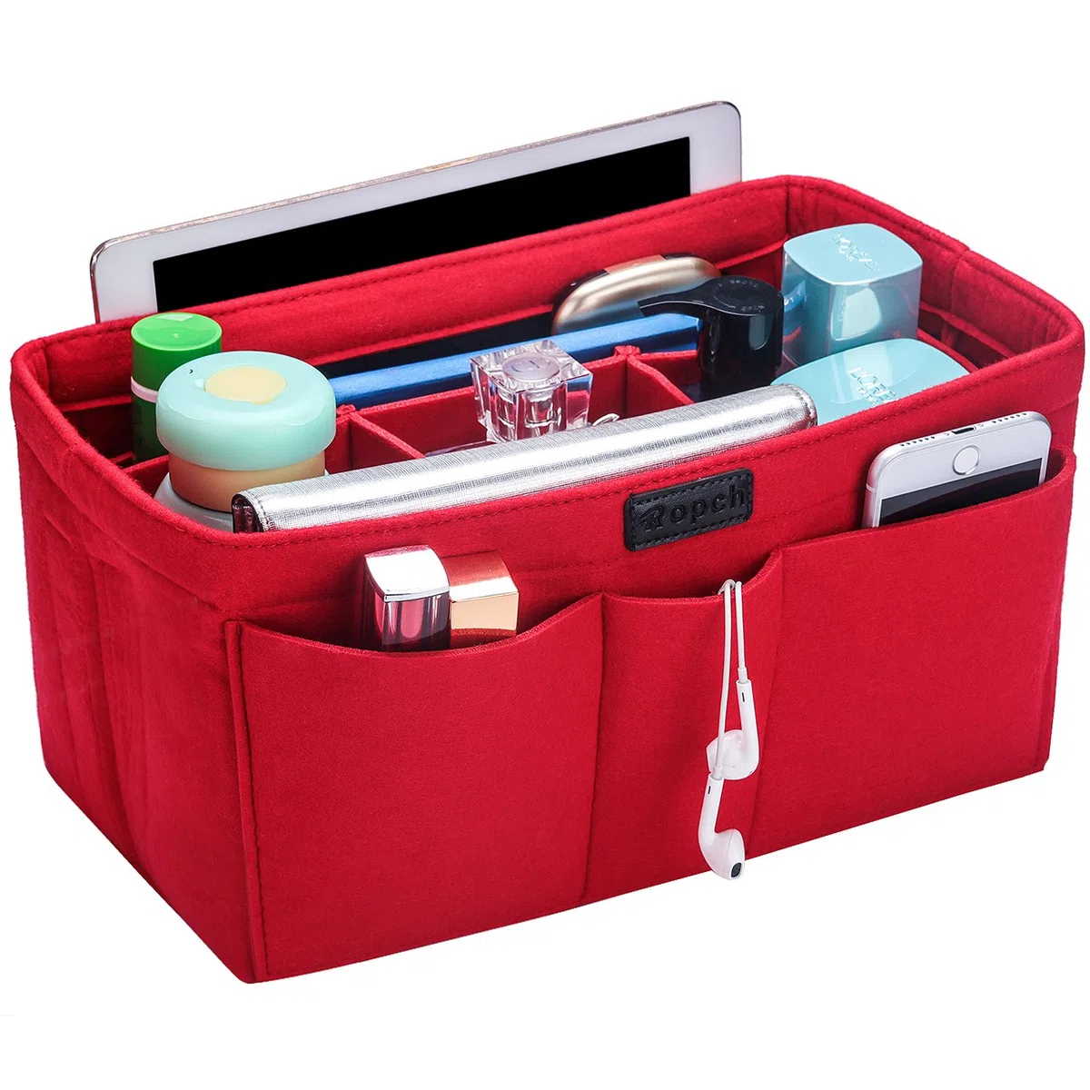 Organizer per borsetta, con scomparti, colore beige, L