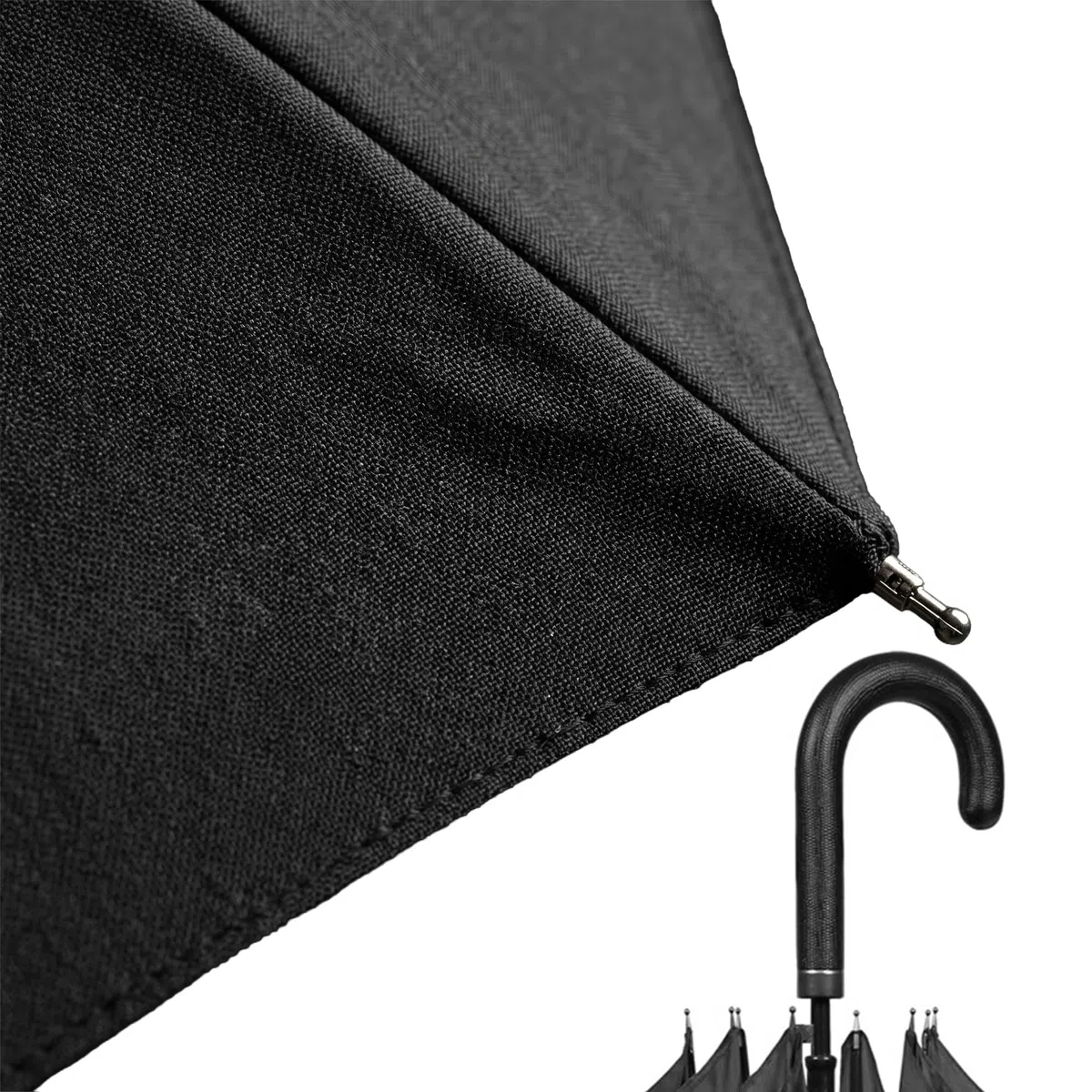 PERLETTI Ombrello automatico nero con custodia 104 cm, Nero, único