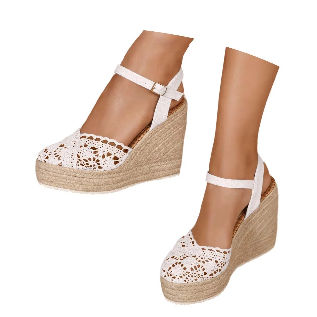 Sandali da donna, estivi, espadrillas, con zeppe, piattaforma, scarpe a punta chiusa, in pizzo, comodità, cinturino alla caviglia, vintage per vacanze, tacco chiuso e sandali da donna