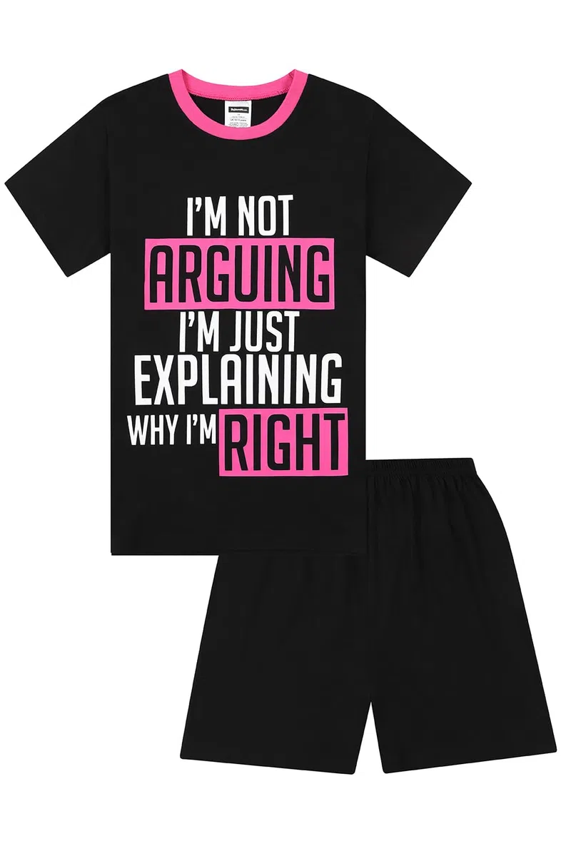 thepyjamafactory I'm Not Arguing I'm Just Explaining Why I'm Right Ragazze Corta Cotone Pigiama Pjs per Bambini