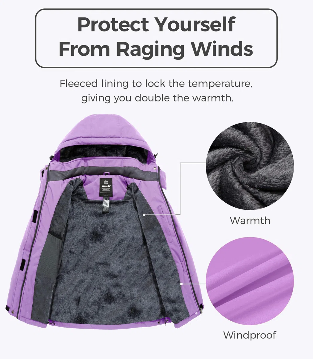 Wantdo Giacca da Sci Running Cappotto da Snowboard Escursionismo Outdoor Cappotto da Lavoro Idrorepellente Cappotto da Passeggio all'Aperto Sport Donna