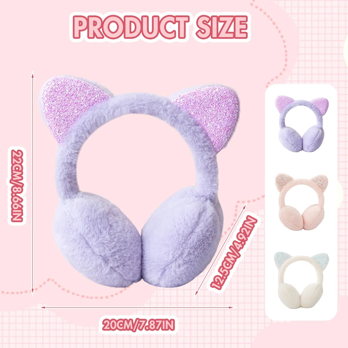 Paraorecchie Bambini, 2 Pezzi Scalda Orecchie Ragazze Copriorecchie Regolabili Confortevole Paillettes Peluche Morbido Paraorecchie per Le Attività All'Aperto