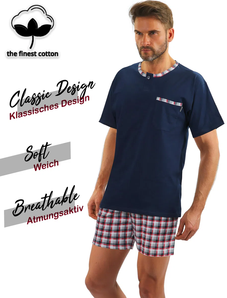 sesto senso Pigiama Uomo Corto Cotone Biancheria da Notte Pigiami Due Lingerie Maniche Corte Pantaloni Corti