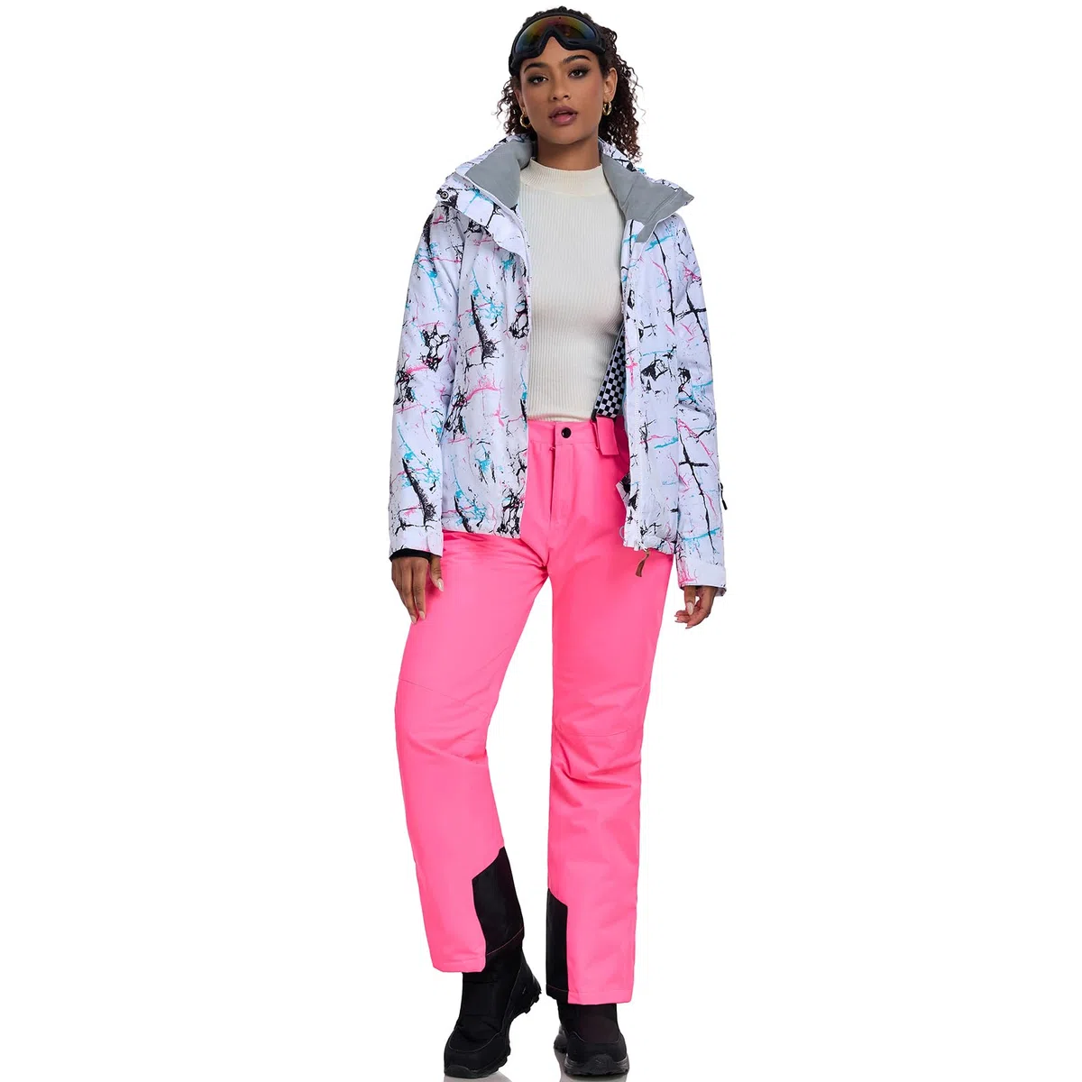 HOTIAN - Tuta da neve da donna, impermeabile, antivento, invernale, calda, set da sci, per escursionismo, arrampicata, snowboard, con materiale isolato SMN, M