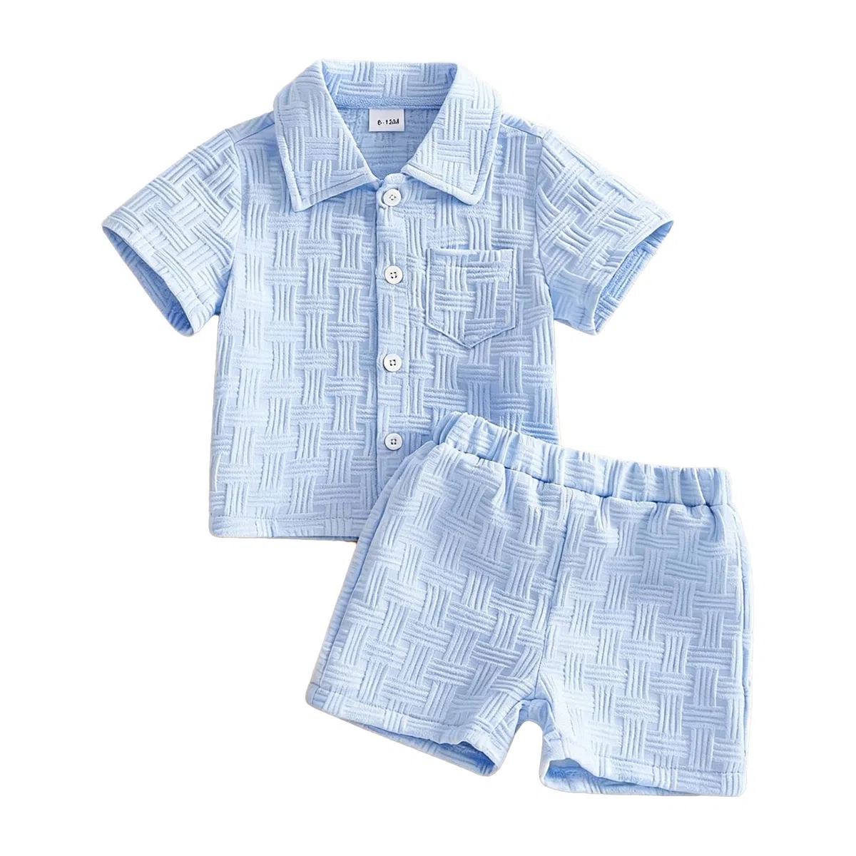 Abiti Estivi Neonati Camicia Colletto Tasca Maniche Corte top e Pantaloncini Contrasto Set Neonati
