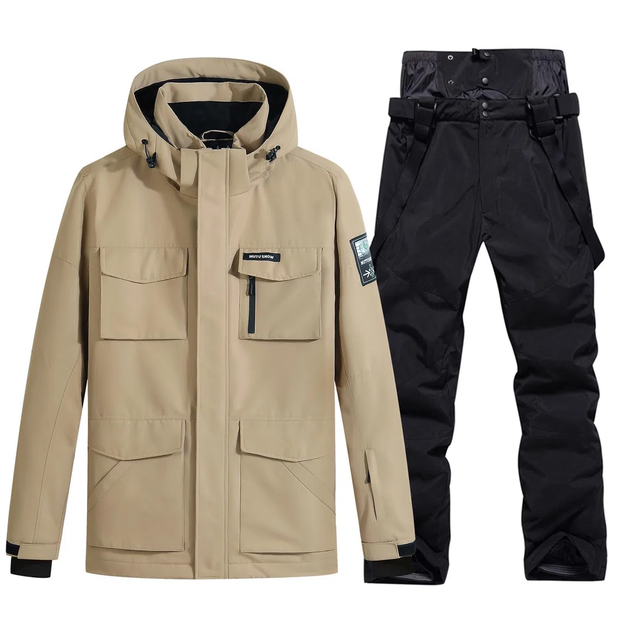 HOUZONIY Giacca da sci da Uomo e pantaloni Set, tuta da neve isolata antivento, cappotto da neve invernale caldo per snowboard