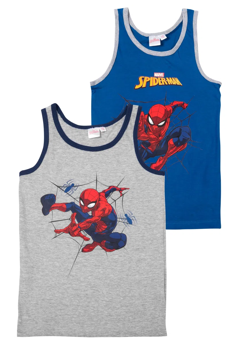 Marvel Spiderman - Canottiera intima per bambini, colore grigio/blu (confezione da 2)