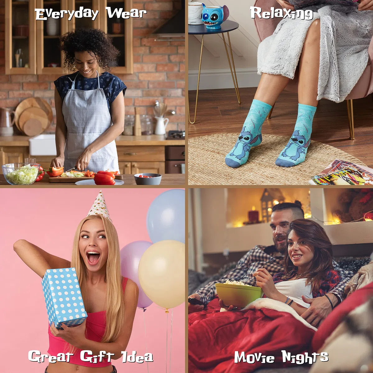 Disney Polpaccio Calzini Donna EU 35-41, Pacco da 5 Morbido Novità Calze, Calzini Caldi Donna, Idea Regalo Accogliente