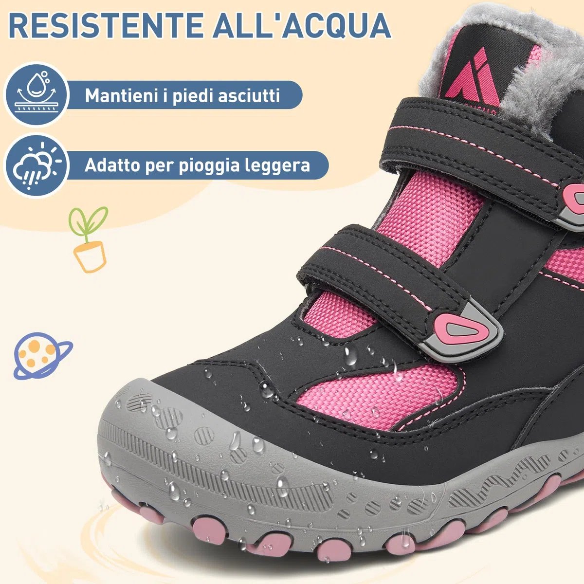 Mishansha Scarpe Invernali Bambini Antiscivolo Stivaletti Neve Bambina Caldo da Trekking Bambino 24-38 EU